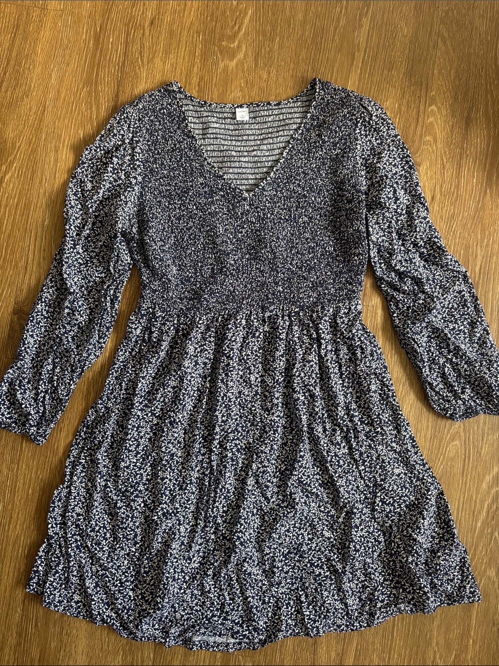 Women’s navy floral smocked dress